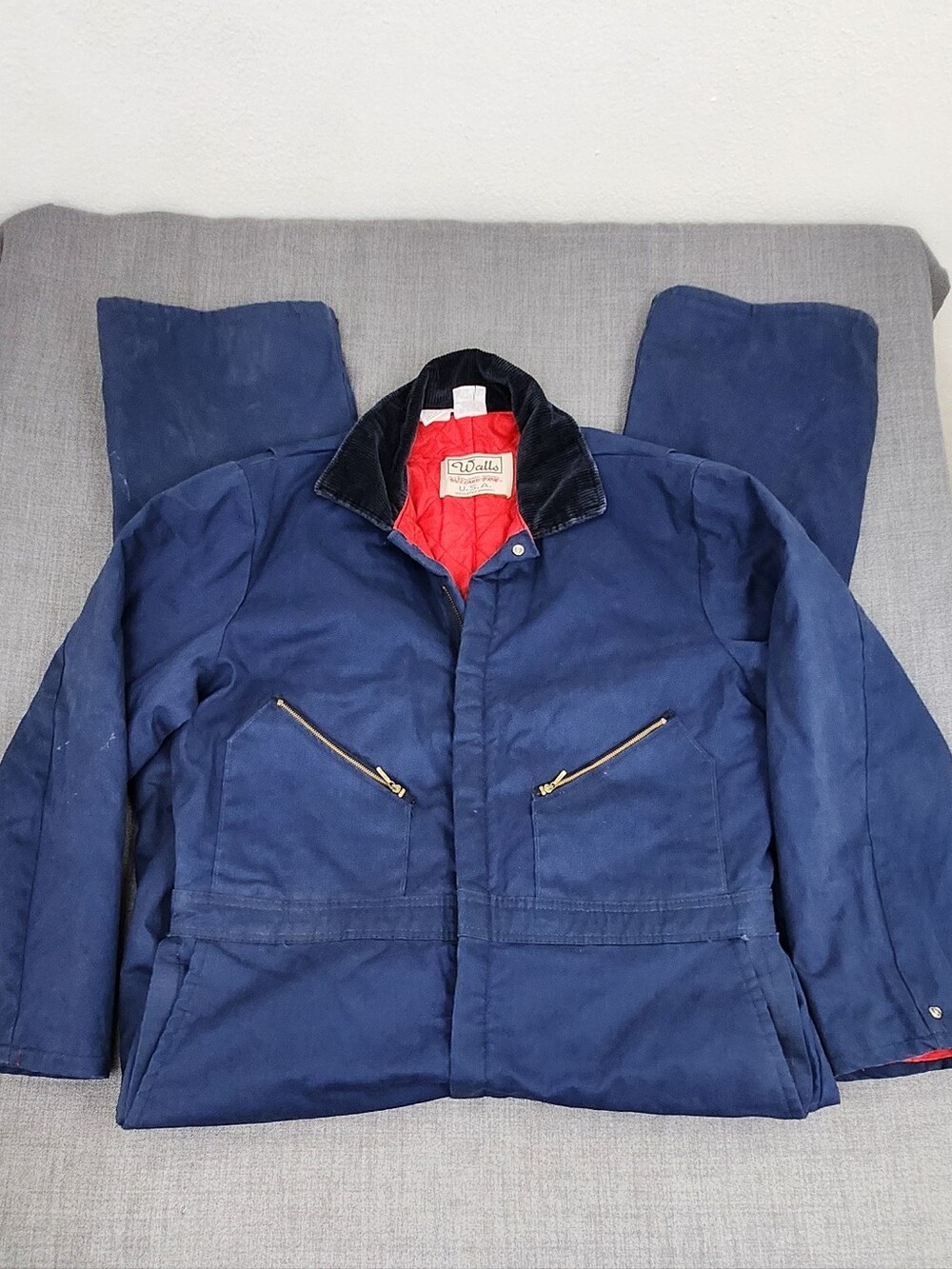 Vintage Walls Blue Blizard Pruf Made In USA Zip Up Bib/ Insulated Suit. XL REG. - Picture 3 of 14